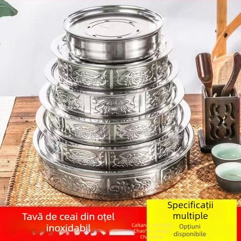 Tavă de ceai din oțel inoxidabil, cu stocare dublă a apei și filtrare, portabilă pentru călătorii