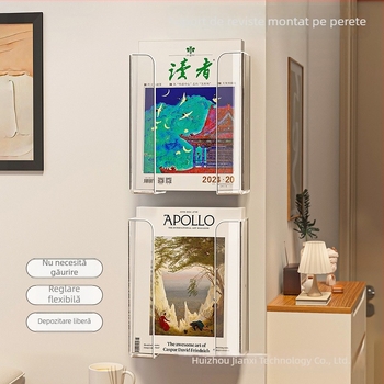 Ochira Raft acrilic pentru reviste și cărți, montat pe perete, transparent, decor sufragerie și hol