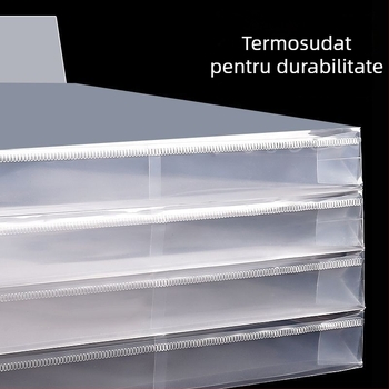 Mapă arhivă transparentă din plastic, groasă, pentru documente, portabilă, rezistentă la apă