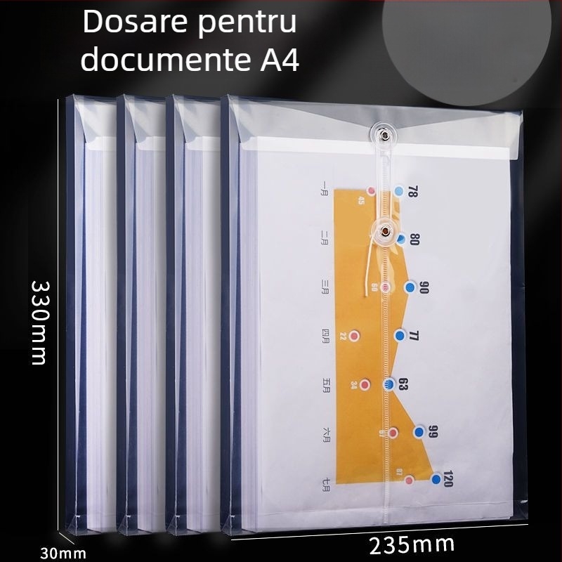 Mapă arhivă transparentă din plastic, groasă, pentru documente, portabilă, rezistentă la apă