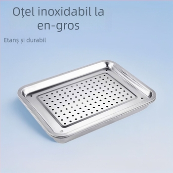 Tavă perforată din oțel inoxidabil pentru ceai, farfurie de servire pentru uz casnic și comercial, drenaj apă și ulei, tavă de copt.