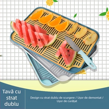 Tavă de drenaj pentru pahare, suport pentru pahare pentru uz casnic, tavă dreptunghiulară pentru ceai și apă, bucătărie, farfurie cu fructe cu două niveluri