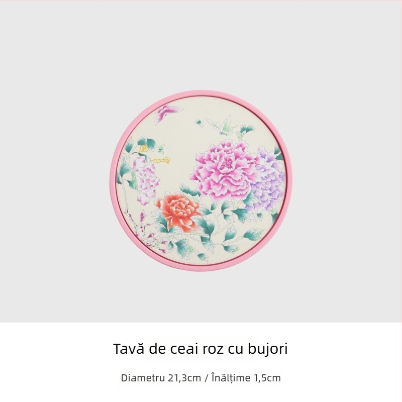 Tavă de ceai roz bujor, de înaltă calitate, pentru uz casnic, tavă mică absorbantă și suport pentru ceainic în ceremonia ceaiului