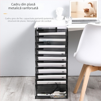 Raft de perete din fier forjat, cu plasă metalică, pentru depozitare în mai multe niveluri a ziarelor și revistelor, suport A4 pentru fișiere, birou.
