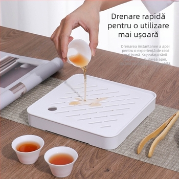 Set integrat din plastic pentru tavă de ceai, uz casnic, tavă pătrată de drenaj cu două niveluri