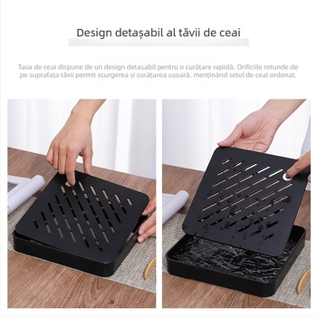 Set integrat din plastic pentru tavă de ceai, uz casnic, tavă pătrată de drenaj cu două niveluri