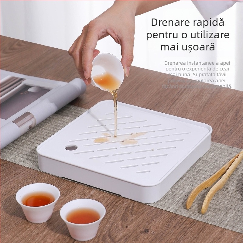 Set integrat din plastic pentru tavă de ceai, uz casnic, tavă pătrată de drenaj cu două niveluri