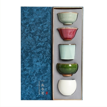 Set de ceai din cinci cuptoare ceramice renumite, cești Kung Fu, ceașcă ceramică de maestru, cești și boluri de ceai premium