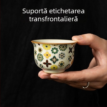 Ceașcă de ceai din porțelan cu glazură craquelé, model ornamental, pentru uz casnic, ceașcă personală de înaltă calitate pentru Kung Fu ceai
