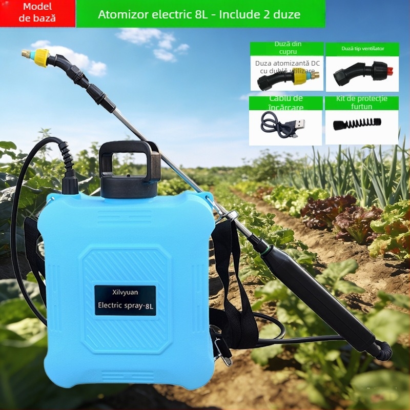 Aparat de stropit electric portabil pentru grădinăritul de acasă, stropitor pentru pesticide și udare, capacitate 5–8 litri, duză reglabilă
