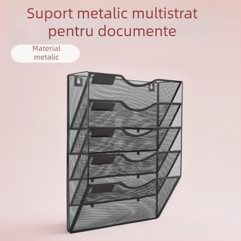 Raft metal de perete, 3 etaje, pentru fișiere, ziare și reviste