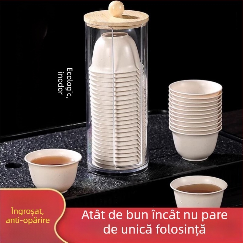 Ceșcă Kung Fu Rezistentă la Căldură, din Coajă de Orez, Corp Îngroșat, Portabilă cu Suport de Depozitare