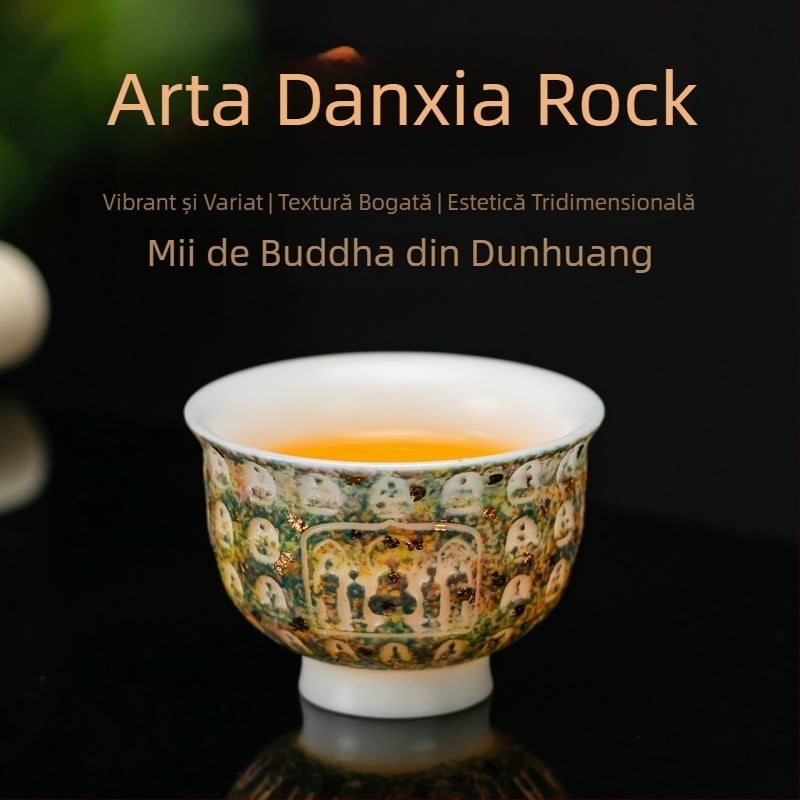 Ceașcă de ceai cu glazură Danxia, Maestrul Milion Buddhas Dunhuang, porțelan, ceașcă de ceai personală pentru uz casnic