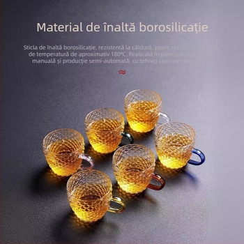Ceșă de ceai din sticlă borosilicată transparentă, rezistentă la temperaturi înalte, stil Kung Fu, ceașcă de degustare a ceaiului