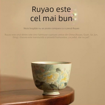 Ceașcă maestru din Ru kiln, ceșcuță de ceai porțelan Gongfu, ceașcă unică pentru oaspeți, ceașcă de degustare, set ceramic Gongfu pentru acasă, premium