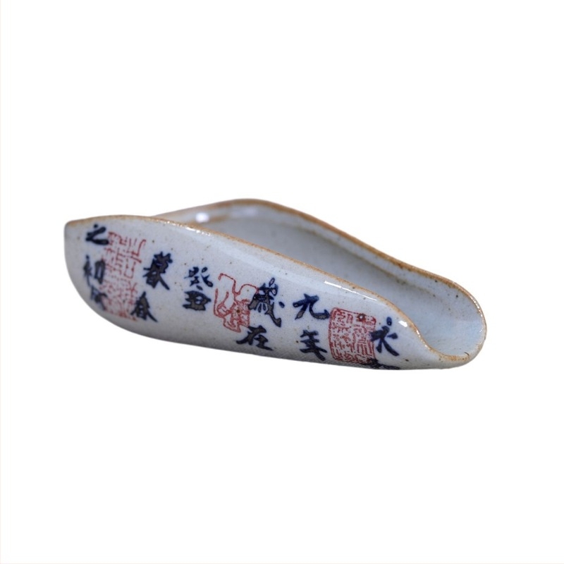 Set de ceai din ceramic Kung Fu cu caligrafie Orchid Pavilion, farfurioară de ceai, linguriță de ceai, lingură de măsurat ceai pictată manual, accesorii pentru ceremonia ceaiului