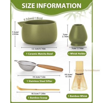Suport ceramic pentru telul de matcha, verde mat, suport japonez pentru telul de ceai și accesorii pentru matcha inspirate din dinastia Song