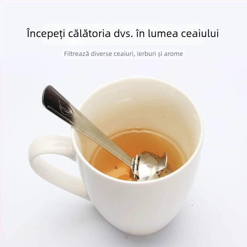 Infuzor de ceai din oțel inoxidabil 304, cu clips, mâner unic, bilă de ceai pentru frunze mari