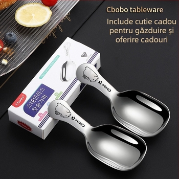 Lingură multifuncțională din oțel inoxidabil pentru ceai, boabe de cafea și supe – design drăguț, stil desen animat