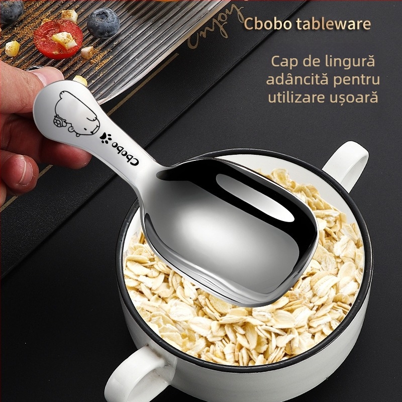Lingură multifuncțională din oțel inoxidabil pentru ceai, boabe de cafea și supe – design drăguț, stil desen animat