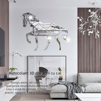 Autocolant de perete acrilic 3D cu oglindă, tăiere diamant, decor pentru animale
