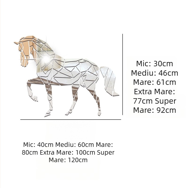 Autocolant de perete acrilic 3D cu oglindă, tăiere diamant, decor pentru animale
