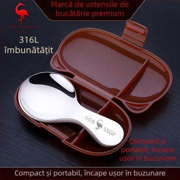 SSGP Lingură din oțel inoxidabil, mâner scurt drăguț, linguriță mică rotundă pentru bebeluți, mini linguriță pentru ceai cu lapte și deserturi