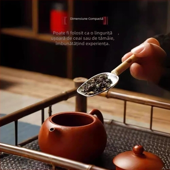 Linguriță de ceai din bambus pentru ceremonia ceaiului – lucrată manual, stil chinezesc, 16 cm lungime