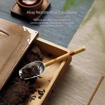 Linguriță de ceai din bambus pentru ceremonia ceaiului – lucrată manual, stil chinezesc, 16 cm lungime