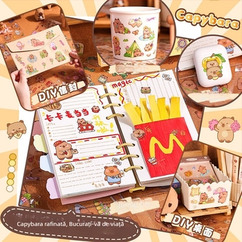 Capybara Stickere creative pentru planner, 100 de bucăți, personaje de fete drăguțe, fără repetiții, rezistente la apă