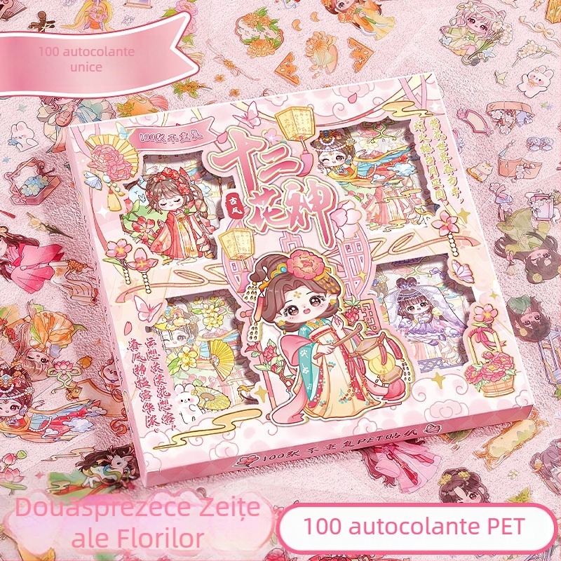 Capybara Stickere creative pentru planner, 100 de bucăți, personaje de fete drăguțe, fără repetiții, rezistente la apă