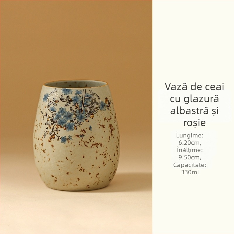 Set ceramic pentru ceai, cu design albastru și alb, accesorii șase gentlemeni: clește pentru ceai, linguriță pentru ceai, cuțit Pu'er
