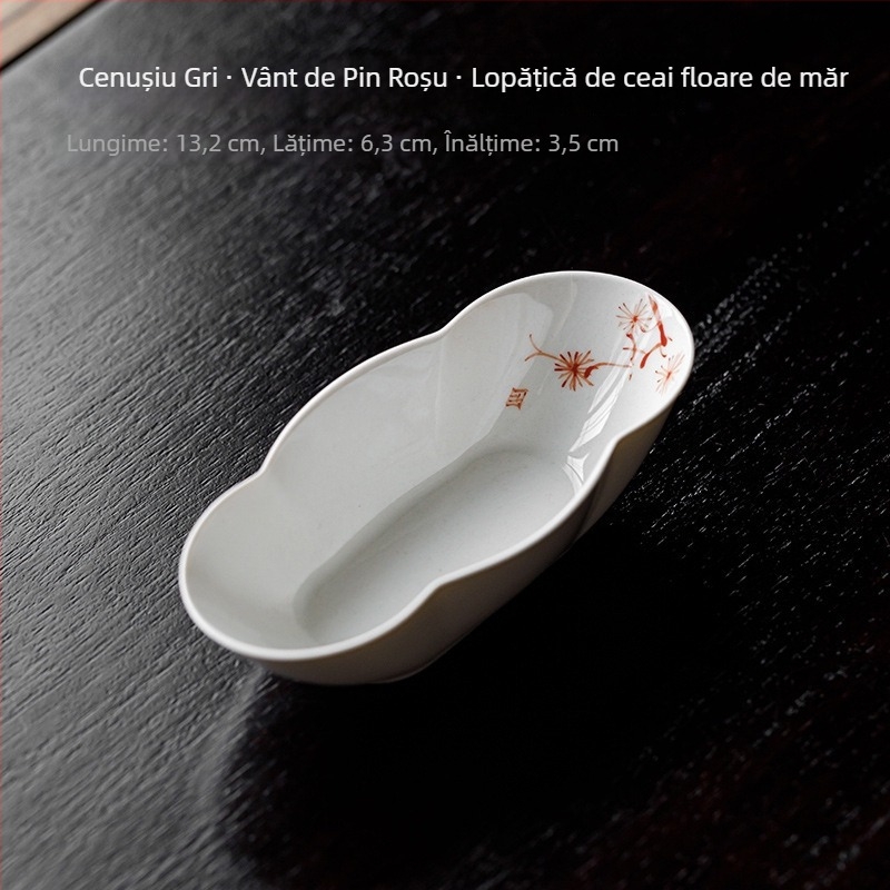 Tava ceramică pentru ceai, pictată manual, cu motiv de pin roșu, pentru uz casnic, separator de ceai, instrument pentru aprecierea ceaiului, instrument de trezire a ceaiului, accesorii de ceai lucrate manual, stil nou chinezesc