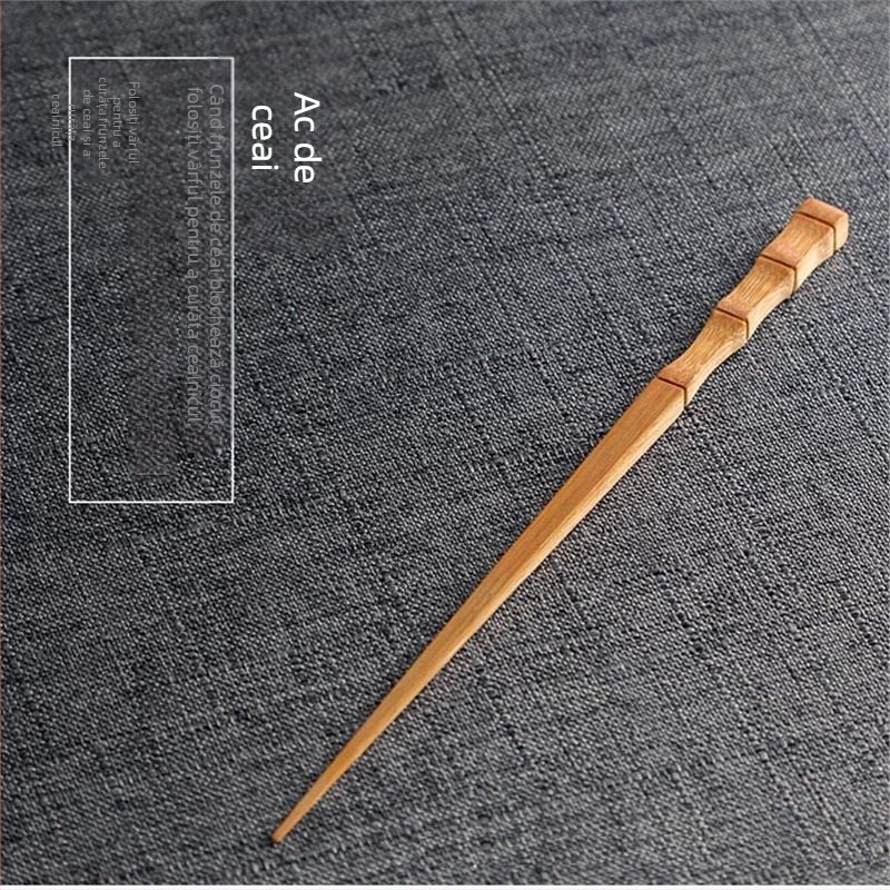 Set accesorii pentru ceremonia ceaiului din bambus (3-4 piese) — suport pentru ceai, ac pentru ceai și linguriță; Six Gentlemen Set