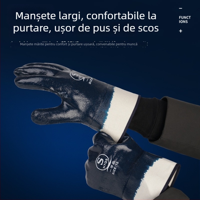 Mănuși nitrile rezistente la ulei, pentru uz industrial – impermeabile la ulei, antiderapante, durabile și rezistente la tăiere