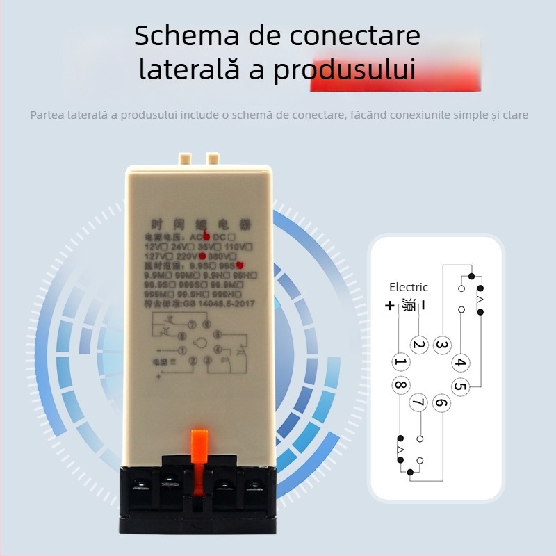 Relé digital de timp cu întârziere la energizare, reglaj pe două sau trei poziții, JS14P, 380V, 9,9s, 99M, 220V