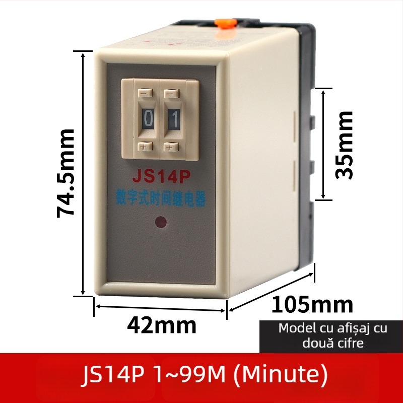 Relé digital de timp cu întârziere la energizare, reglaj pe două sau trei poziții, JS14P, 380V, 9,9s, 99M, 220V