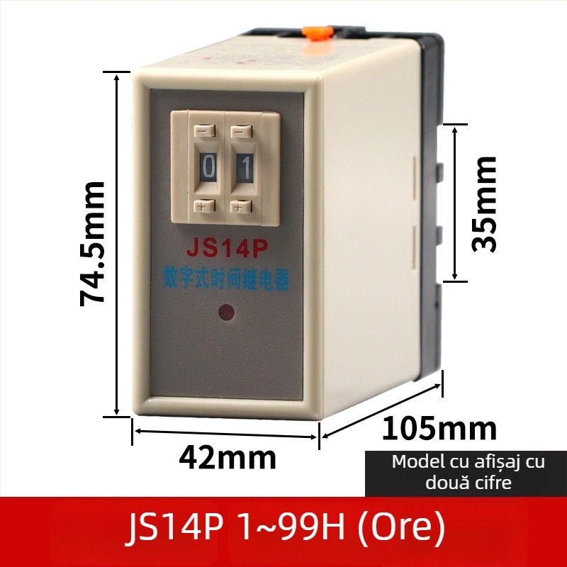 Relé digital de timp cu întârziere la energizare, reglaj pe două sau trei poziții, JS14P, 380V, 9,9s, 99M, 220V