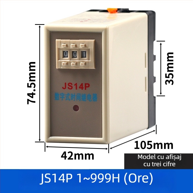 Relé digital de timp cu întârziere la energizare, reglaj pe două sau trei poziții, JS14P, 380V, 9,9s, 99M, 220V