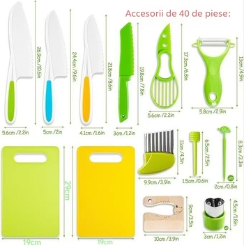 Set de ustensile de bucătărie cu tocător, cuțit, mănuși, cuțit pentru fructe, matriță de embosare și husă de depozitare