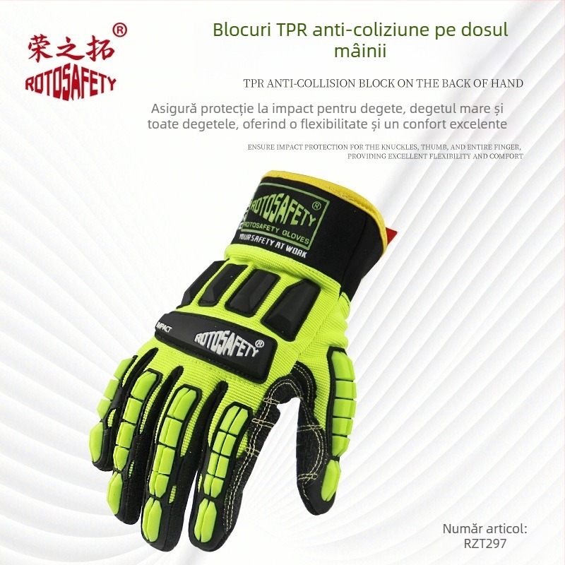Mănuși de protecție grele cu protecție TPR împotriva impactului, coliziunii, tăierii, înțepării și șocului – pentru intervenții mecanice de salvare și lucrări în teren petrolier