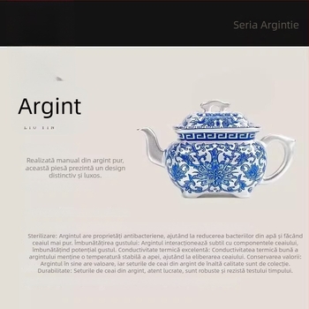Set ceai în stil chinezesc nou, ceainic pătrat argintiu pentru prepararea ceaiului, design anti-stropire, cadou de afaceri, set Kung Fu Ceai Maestru