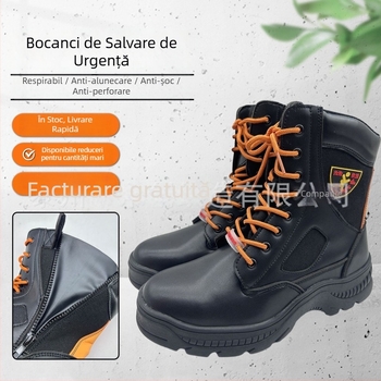 Cizme de salvare de urgență, bocanci înalți de pompieri, rezistente la flăcări, protecție anti-șoc și anti-înțepare