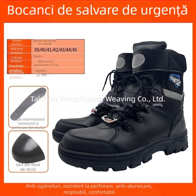 Cizme de salvare de urgență, bocanci înalți de pompieri, rezistente la flăcări, protecție anti-șoc și anti-înțepare