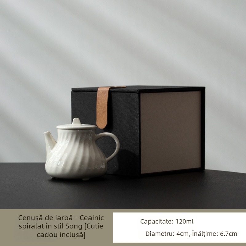 Ceainic ceramic cu glazură din cenușă, stil retro, mică capacitate, pentru o singură persoană, în stil japonez, lucrat manual pentru uz casnic