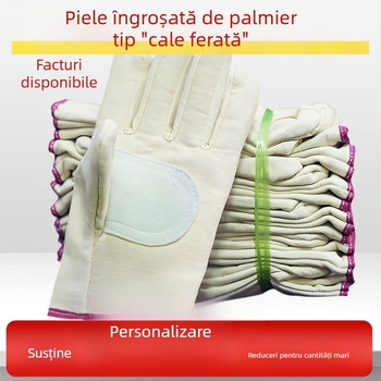 Mănuși de sudură din pânză, cu palmă din piele întărită, rezistente la abraziune, antiderapante, protecție la tăieturi și arsuri