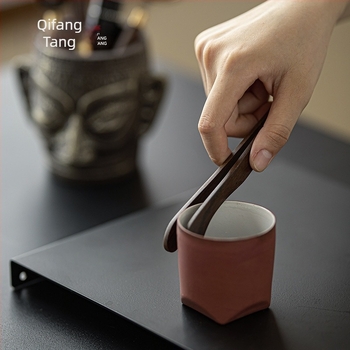Set ceramic Gongfu pentru ceremonia ceaiului Sanxingdui, cu șase domni, lemn Ebony, cuțit de ceai, clips pentru ceai, accesorii de infuzare și stilou de întreținere a ceaiului