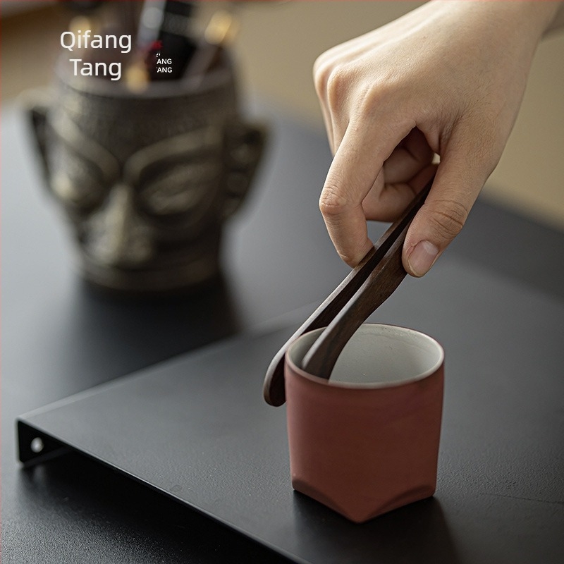 Set ceramic Gongfu pentru ceremonia ceaiului Sanxingdui, cu șase domni, lemn Ebony, cuțit de ceai, clips pentru ceai, accesorii de infuzare și stilou de întreținere a ceaiului