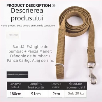 Lesă și zgardă din nylon întărite pentru câini de talie mică și mare; potrivite pentru Golden Retriever, Labrador și German Shepherd.