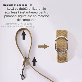 Lesă și zgardă din nylon întărite pentru câini de talie mică și mare; potrivite pentru Golden Retriever, Labrador și German Shepherd.